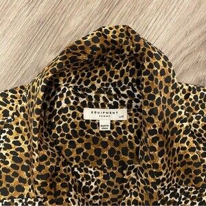 Women’s leopard Equipment femme long sleeve silk blouse - size L